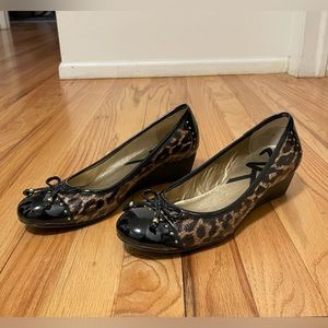 Anne Klein Sport “Akshevanie” leopard print wedge slip ons